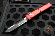 Microtech Ultratech OTF Knife- Red Handle- Black Part Serrated Blade 121-2 RD