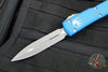 Microtech Ultratech OTF Knife- Double Edge- Blue Handle- Apocalyptic Finished Blade 122-10 APBL