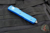 Microtech Ultratech OTF Knife- Double Edge- Blue Handle- Apocalyptic Finished Blade 122-10 APBL