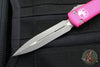 Microtech Ultratech OTF Knife- Double Edge- Pink Handle- Apocalyptic Finished Blade 122-10 APPK