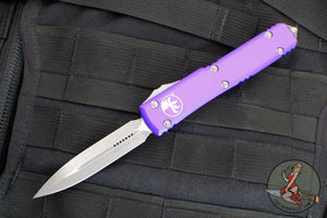 Microtech Ultratech OTF Knife- Double Edge- Purple Handle- Apocalyptic Finished Blade 122-10 APPU