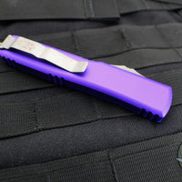 Microtech Ultratech OTF Knife- Double Edge- Purple Handle- Apocalyptic Finished Blade 122-10 APPU