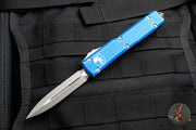 Microtech Ultratech OTF Knife- Double Edge- Distressed Blue- Apocalyptic Blade 122-10 DBL