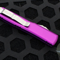 Microtech Ultratech OTF Knife- Double Edge- Violet Handle with Stonewash Blade 122-10 VI