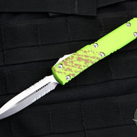 Microtech Ultratech OTF Knife- Double Edge- Zombietech Finished Handle- Part Serrated Stonewash Blade 122-11 Z