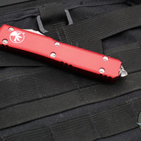 Microtech Ultratech OTF Knife- Double Edge- Red Handle- Apocalyptic Full Serrated Blade 122-12 APRD