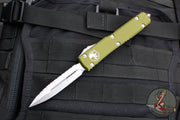 Microtech Ultratech OTF Knife- Double Edge- OD Green Handle- Full Serrated Stonewash Blade 122-12 OD