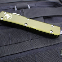 Microtech Ultratech OTF Knife- Double Edge- OD Green Handle- Full Serrated Stonewash Blade 122-12 OD