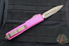 Microtech Ultratech OTF Knife- Double Edge- Pink Handle- Bronzed Apocalyptic Blade and Hardware 122-13 APPK
