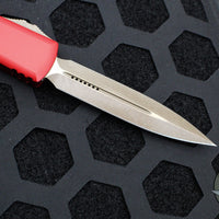 Microtech Ultratech OTF Knife- Double Edge- Red Handle- Bronzed Apocalyptic Blade and Hardware 122-13 APRD