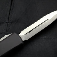 Microtech Ultratech OTF Knife- Double Edge- Black Handle- Stonewash Full Serrated Blade 122-12
