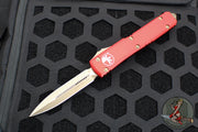 Microtech Ultratech OTF Knife- Double Edge- Red Handle- Stonewash Plain Edge 122-13 RD