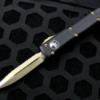 Microtech Ultratech OTF Knife- Black Handle- Bronzed Full Serrated Blade 122-15