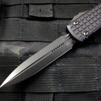 Microtech Ultratech Delta Double Edge OTF Frag Black with Black DLC HW Nickel Boron Internals 122-1UT-DS