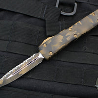Microtech Ultratech OTF Knife- Double Edge- Coyote Camo Handle- Coyote Camo Full Serrated Blade 122-3 CCS