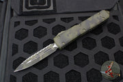 Microtech Ultratech OTF Knife- Double Edge- Olive Camo- Olive Camo Full Serrated Blade 122-3 OCS