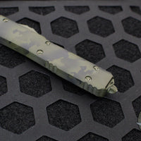 Microtech Ultratech OTF Knife- Double Edge- Olive Camo- Olive Camo Full Serrated Blade 122-3 OCS