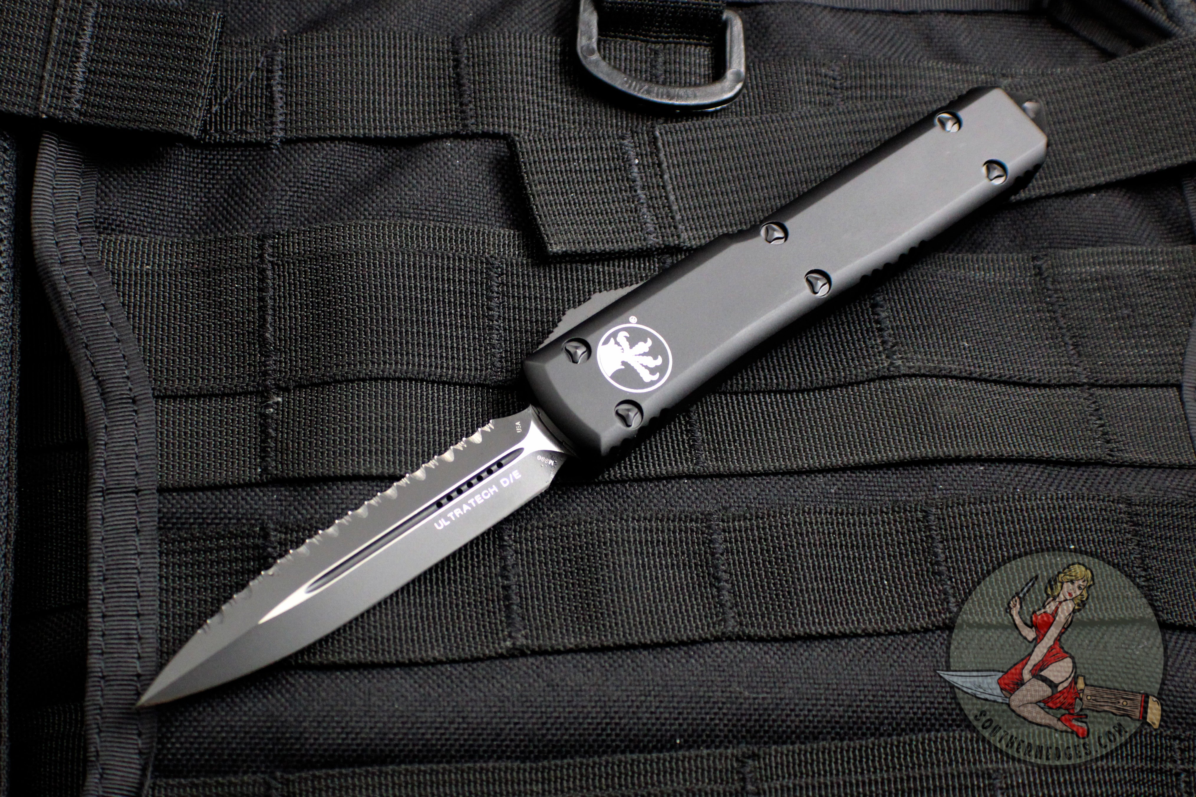 Microtech Ultratech Black Double Edge OTF Knife Black