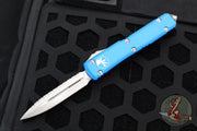 Microtech Ultratech OTF Knife- Double Edge- Blue With Satin Full Serrated Blade 122-6 BL