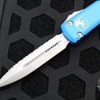 Microtech Ultratech OTF Knife- Double Edge- Blue With Satin Full Serrated Blade 122-6 BL