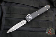 Microtech Ultratech OTF Knife- Double Edge- Black Handle- Apocalyptic Double Full Serrated Blade 122-D12 AP