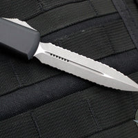 Microtech Ultratech OTF Knife- Double Edge- Black Handle- Apocalyptic Double Full Serrated Blade 122-D12 AP