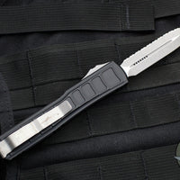 Microtech Ultratech II OTF Knife- Stepped Chassis- Double Edge- Black Handle- Apocalyptic Full Serrated Edge Blade 122II-12 APS