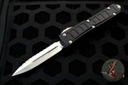 Microtech Ultratech II- Stepped Chassis- Black Double Edge OTF Knife Stonewash Full Serrated Blade 122II-12 S