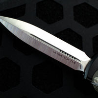 Microtech Ultratech II- Stepped Chassis- Black Double Edge OTF Knife Satin Plain Edge Blade 122II-4 S