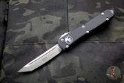 Microtech Ultratech OTF Knife- Tanto Edge- Black Handle- Stonewash Blade 123-10