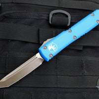 Microtech Ultratech OTF Knife- Tanto Edge- Blue Handle- Bronzed Apocalyptic Blade 123-13 APBL