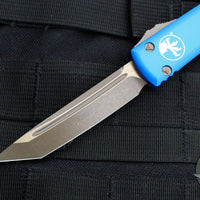 Microtech Ultratech OTF Knife- Tanto Edge- Blue Handle- Bronzed Apocalyptic Blade 123-13 APBL
