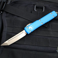 Microtech Ultratech OTF Knife- Tanto Edge- Blue Handle- Bronzed Finished Blade 123-13 BL