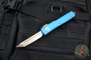 Microtech Ultratech OTF Knife- Tanto Edge- Blue Handle- Bronzed Finished Blade 123-13 BL