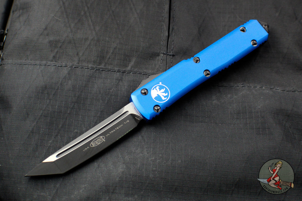 Microtech Ultratech Blue Tanto Edge OTF Knife Black Blade 123-1 BL