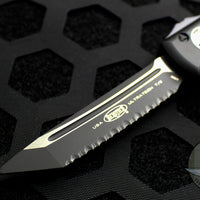Microtech Ultratech OTF Knife- Tanto Edge- Tactical- Black Handle- Black Full Serrated Blade 123-3 T