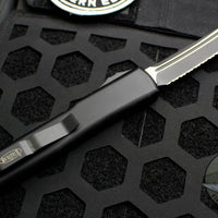 Microtech Ultratech OTF Knife- Tanto Edge- Tactical- Black Handle- Black Full Serrated Blade 123-3 T
