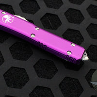 Microtech Ultratech OTF Knife- Tanto Edge-Violet Handle With Part Serrated Satin Blade 123-5 VI