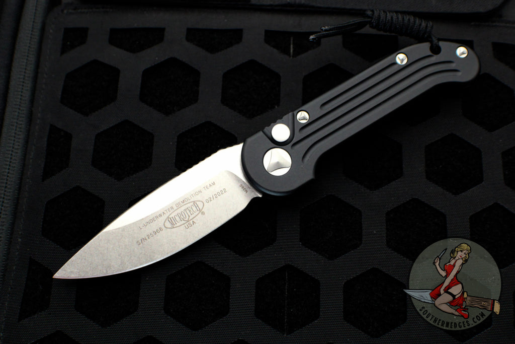 Microtech LUDT OTS Knife- Black Handle- Stonewash Blade 135-10