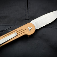 Microtech LUDT Tan Knife Stonewash Part Serrated Blade 135-11 TA