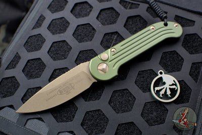 Microtech LUDT OD Green Out The Side (OTS) Auto Bronze Apocalyptic Blade 135-13 APOD