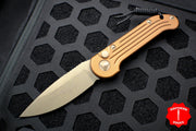 Microtech LUDT Tan Out The Side (OTS) Auto Bronze Apocalyptic Blade 135-13 APTA