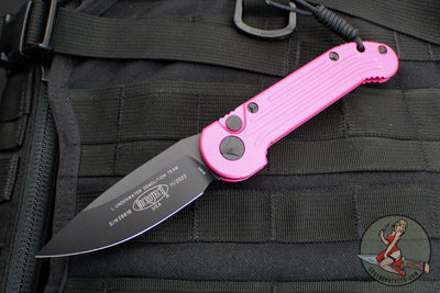 Microtech LUDT OTS Auto Knife- Pink Handle- Black Blade 135-1 PK
