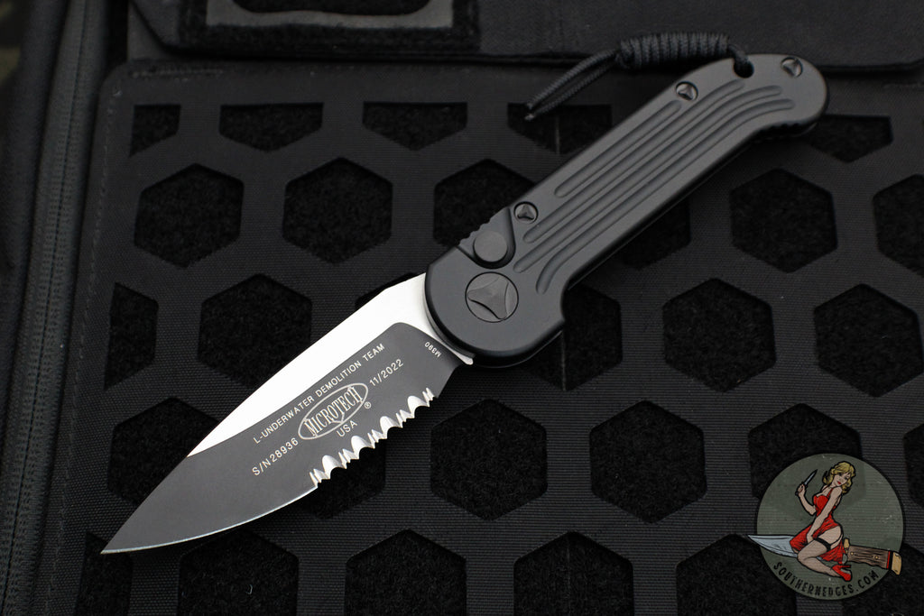 Microtech LUDT- Tactical- Black Handle- Black Part Serrated Blade 135-2 T
