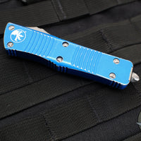 Microtech Troodon OTF Knife- Double Edge- Distressed Blue Handle- Apocalyptic Blade 138-10 DBL