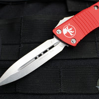 Microtech Troodon OTF Knife- Double Edge- Red Handle- Stonewash Blade 138-10 RD