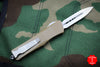 Microtech Troodon Double Edge OTF knife Tan with Stonewash Full Serrated Blade 138-12 TA