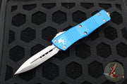 Microtech Troodon OTF knife- Double Edge- Blue With with Satin Blade 138-4 BL