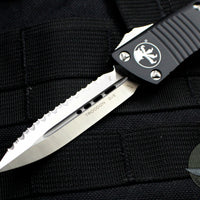 Microtech Troodon Black Double Edge OTF knife with Satin Full Serrated Blade 138-6