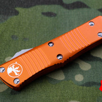 Microtech Troodon Double Edge OTF knife Orange with Satin Full Serrated Blade 138-6 OR